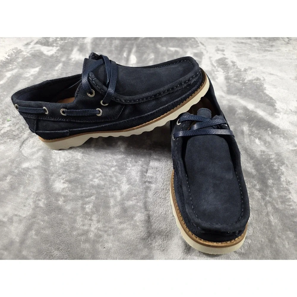 NWOB CLARKS DURLEIGH SAIL Boat Moc Toe Shoes, Blue Suede Leather‎ Mens US 7